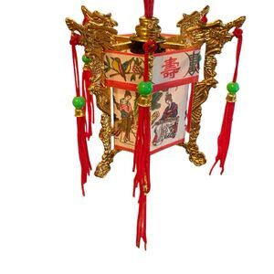 Lot Of (2) Vintage Chinese Palace Lanterns 3 1/2” Tall Chinese New Year ~Tassels